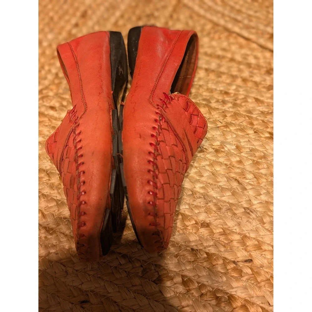 Robert Zur Petra Woven Leather Driving Loafers Red Womens 8M Penny Moccasins
